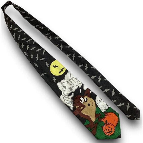 Vintage Looney Tunes Mania Tazmanian Devil Pumpkin Halloween Necktie - Picture 3 of 11